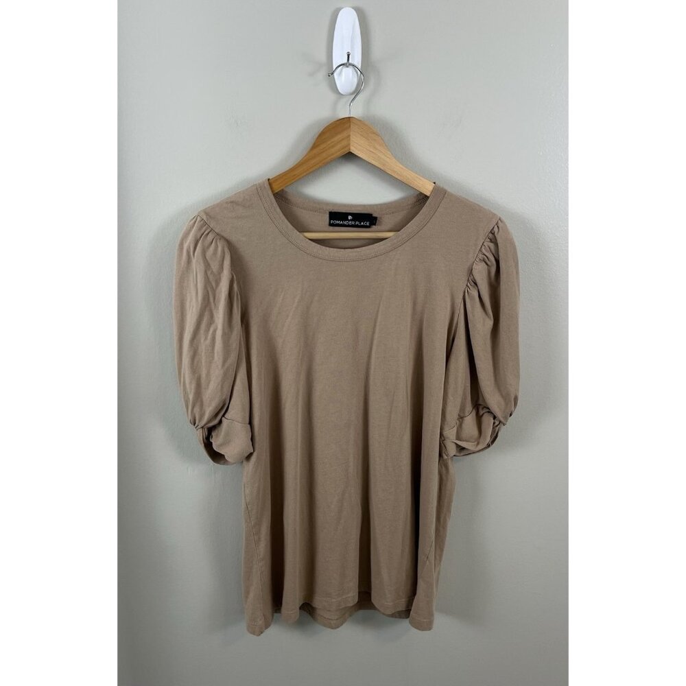 Pomander Place Taupe Puff Sleeve Tee